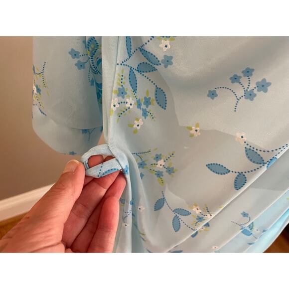 Sindrella Baby Blue Floral 3/4 Sleeve Long Robe, Size L - Picture 11 of 11